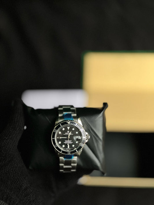 Rolex Black And Silver  Black Dial AutoMatic