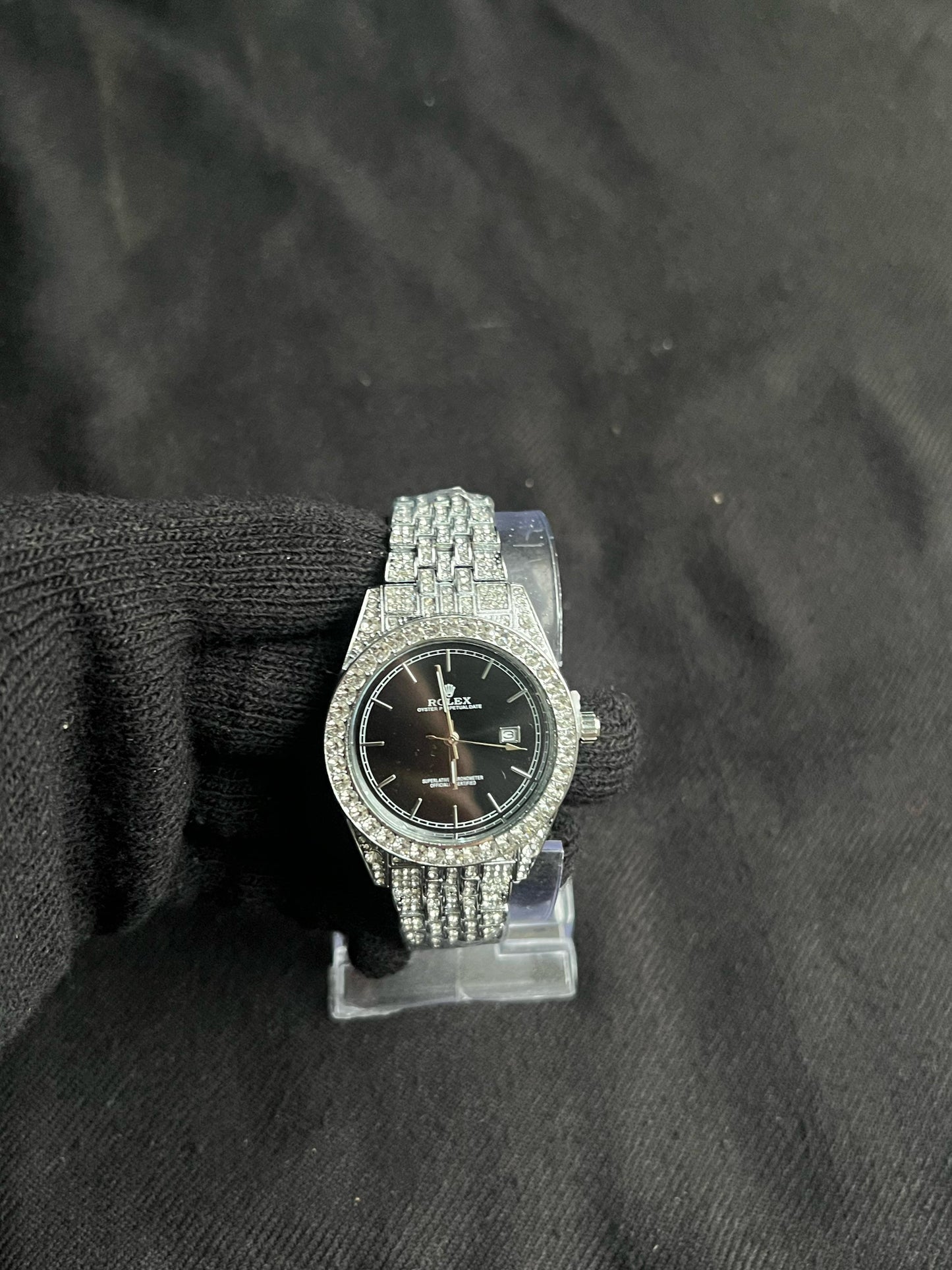 Rolex Silver Black Dial