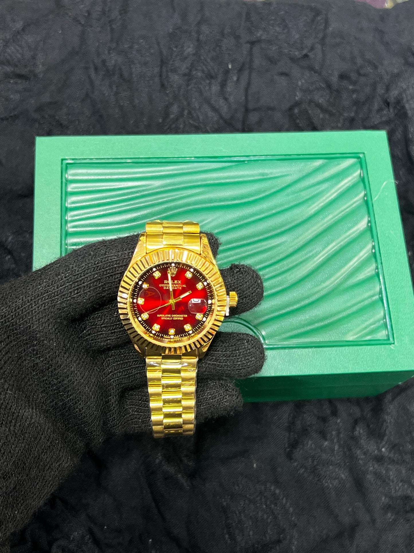 Rolex Golden With Red Dial