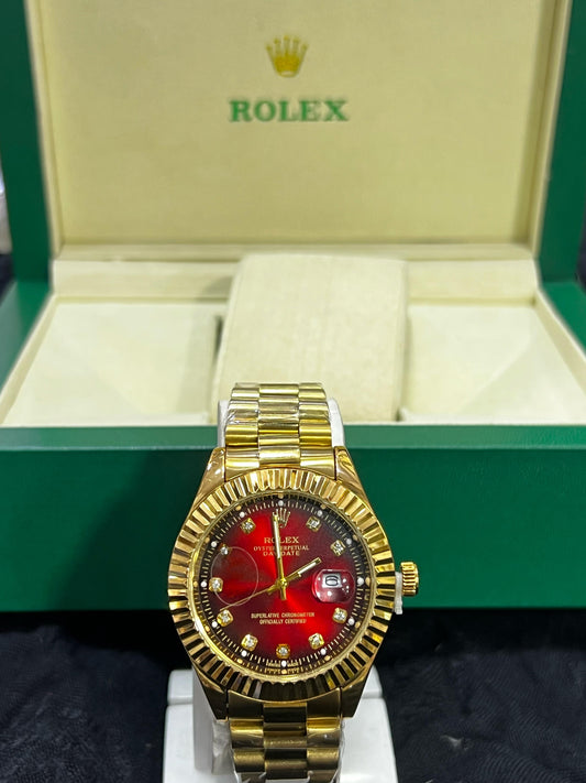 Rolex Golden With Red Dial