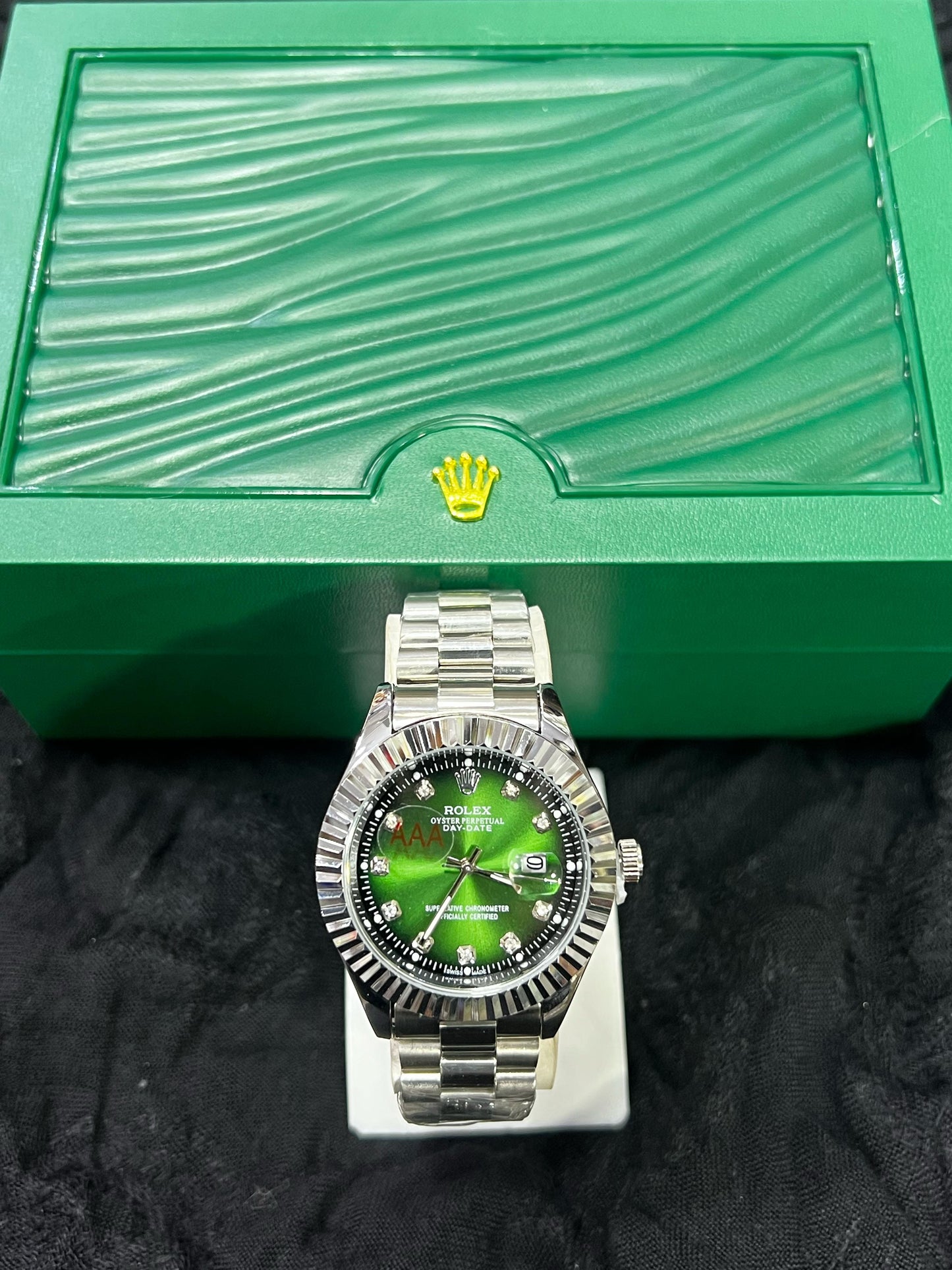 Rolex Silver Green Dial