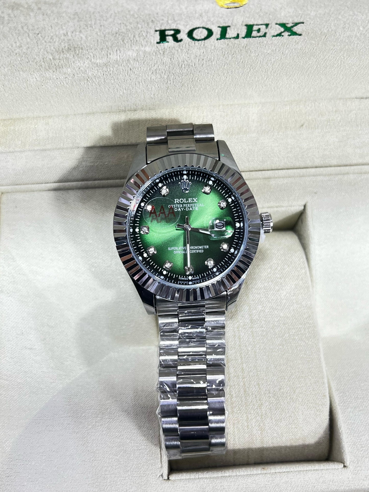 Rolex Silver Green Dial